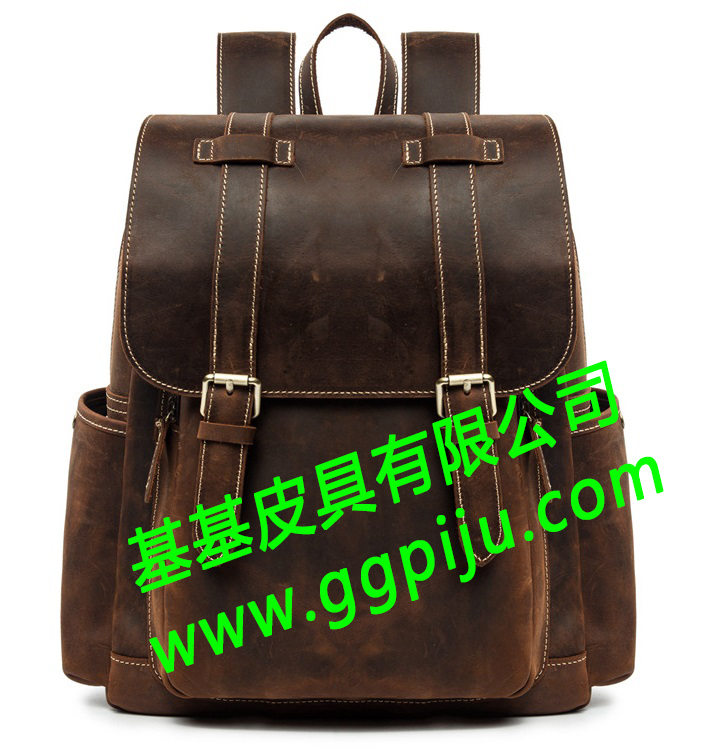 真皮包疯马皮男双肩包电脑背包手挽带钥匙扣真皮具饰品皮具厂商